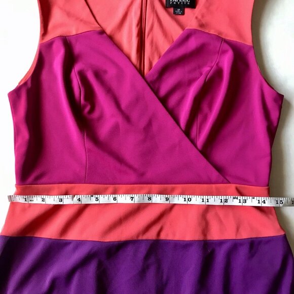 Adrianna Papell Sleeveless Colorblock Jersey Sheath Dress Hyacinth Size 6P - Picture 6 of 8